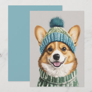 Cozy Corgi in Winter Gear Invitation