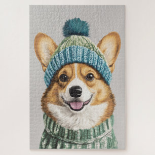 Cozy Corgi in Winter Gear Jigsaw Puzzle
