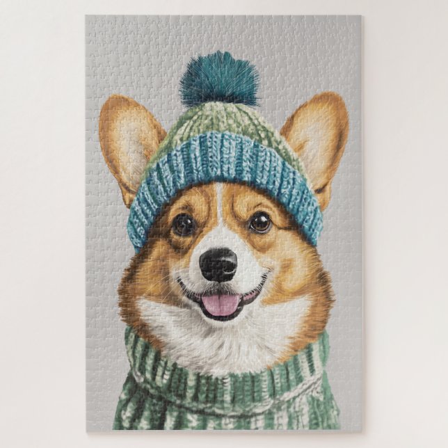 Cozy Corgi in Winter Gear Jigsaw Puzzle (Vertical)