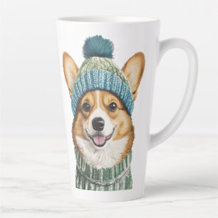 Cozy Corgi in Winter Gear Latte Mug