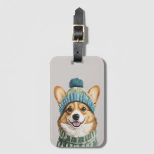 Cozy Corgi in Winter Gear Luggage Tag