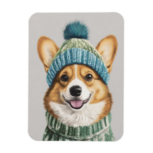 Cozy Corgi in Winter Gear Magnet