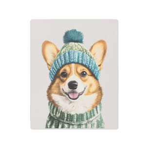Cozy Corgi in Winter Gear Metal Print