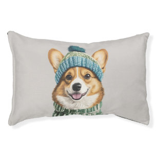 Cozy Corgi in Winter Gear Pet Bed