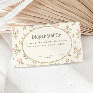 Cozy Cottage Floral Baby Shower Diaper Raffle Enclosure Card