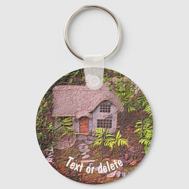 Cozy Cottage Garden Nature Personalized Keychain (Front)
