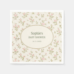 Cozy Cottage Green Bow Frame Baby Shower Welcome Napkins