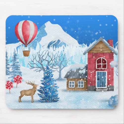 Cozy Cottage In Winter Wonderland Mouse Pad