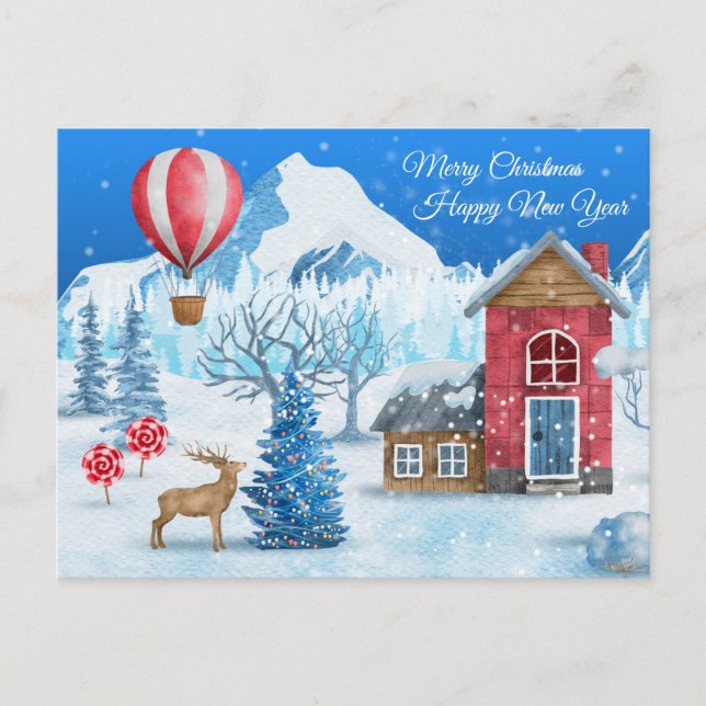 Cozy Cottage In Winter Wonderland Postcard (Front)