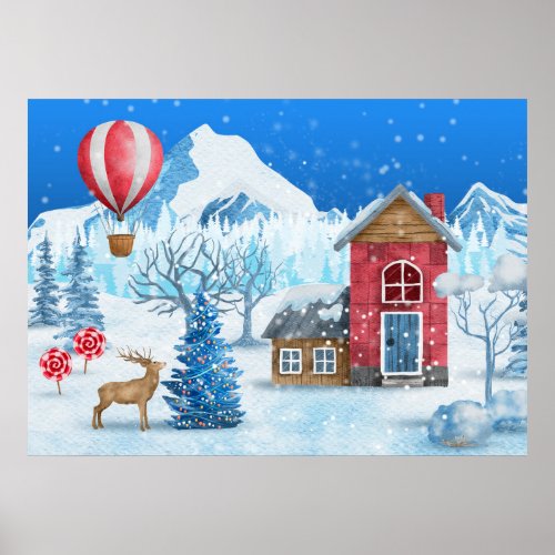 Cozy Cottage In Winter Wonderland Poster