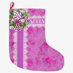 Cozy Cottage Pink and Purple Christmas Stocking
