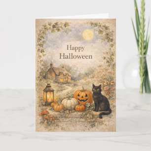Cozy Cottage Vintage Halloween Card