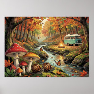 Cozy Cottagecore Campground Vintage Vibes Poster