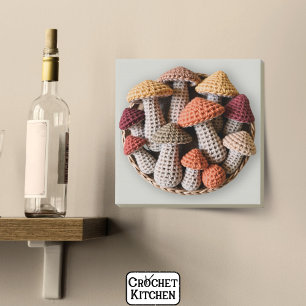 Cozy Cottagecore Crochet Mushroom Basket Faux Canvas Print