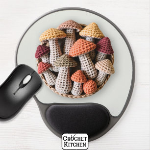 Cozy Cottagecore Crochet Mushroom Basket  Gel Mouse Pad