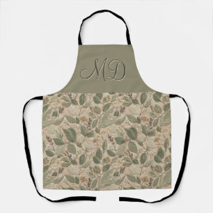Cozy Cottagecore Floral Botanical Sage Green Apron