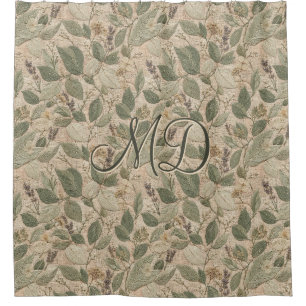 Cozy Cottagecore Floral Botanical Sage Green Shower Curtain