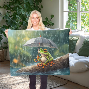 Cozy Cottagecore Frog Whimsical Woodland Fleece Blanket