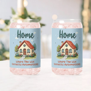 Cozy Cottagecore Home Whimsical House Art Can Glass