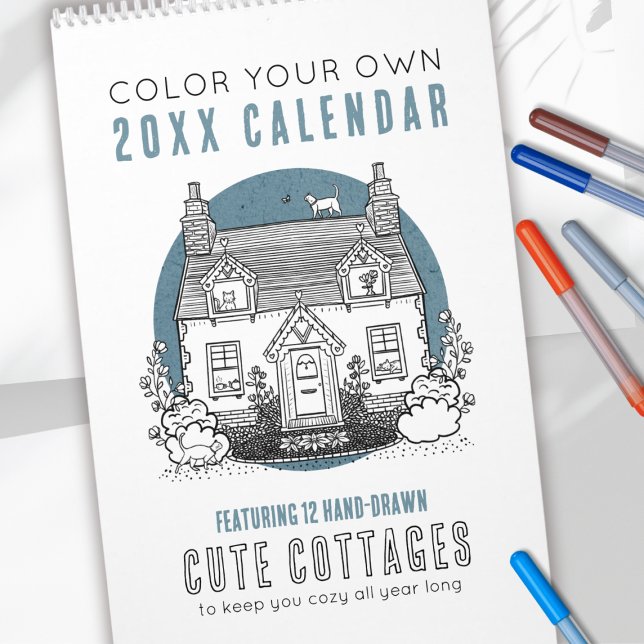Cozy Cottages Color Your Own Any Year Calendar (Creator Uploaded)