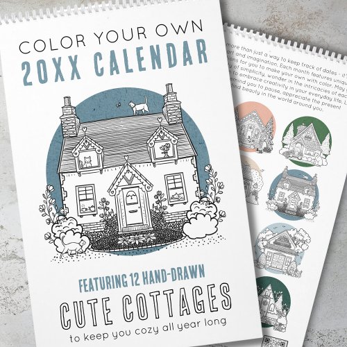 Cozy Cottages Color Your Own Cottagecore 2025 Calendar