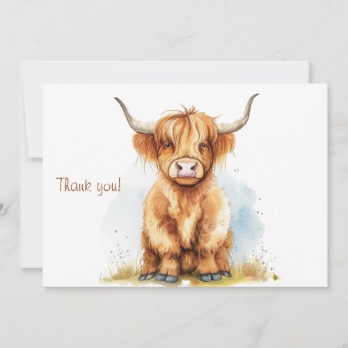 Cozy Country Charm Highland Cow Thank You Card