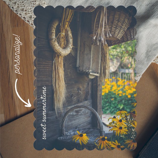 Cozy country cottage with yellow flowers holiday card (Creator Uploaded)