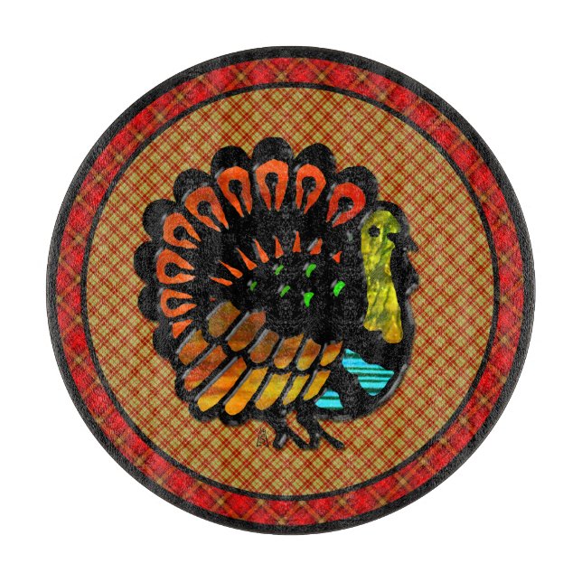 Cozy Country Turkey Plaid Charcuterie Board  (Front)