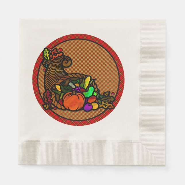 Cozy Country Turkey Plaid Napkins (Front)