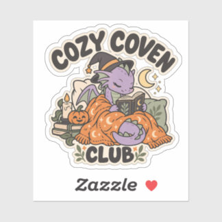 Cozy Coven Club Halloween Reading Dragon Sticker