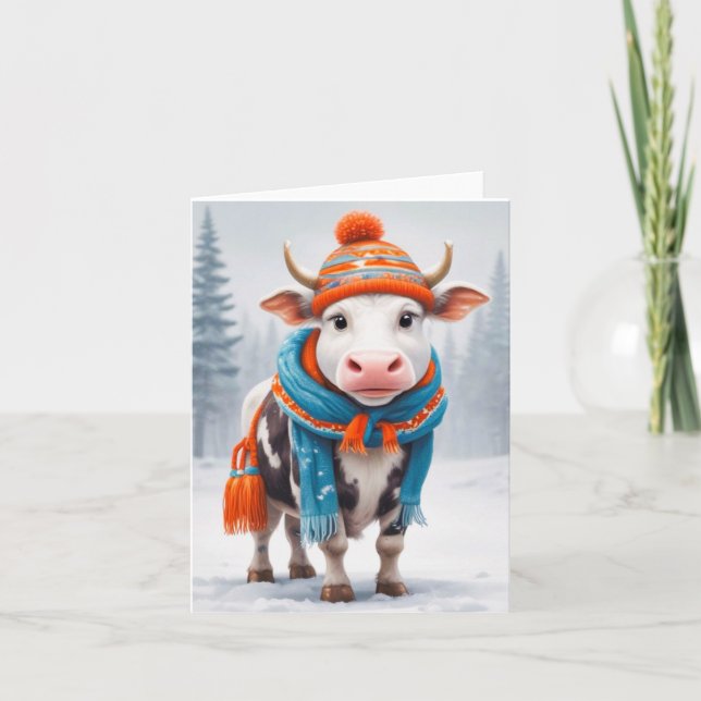 Cozy Cow Winter  Card (Front)