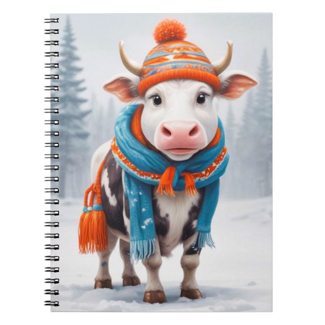 Cozy Cow Winter  Notebook (Front)