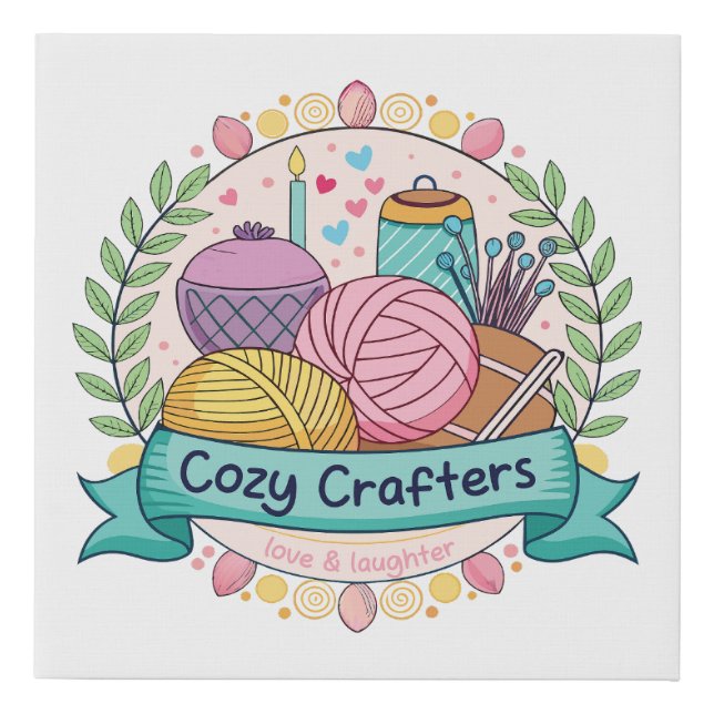 Cozy Crafters Club Faux Canvas Print (Front)
