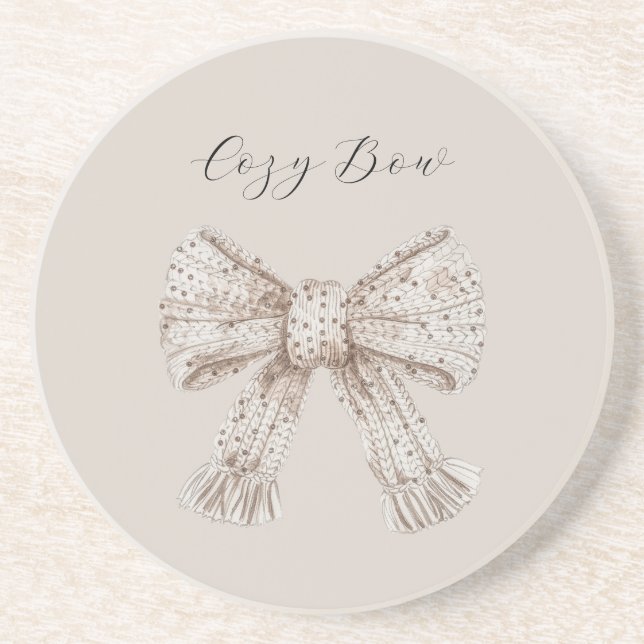 Cozy Cream Bow Coaster (Front)