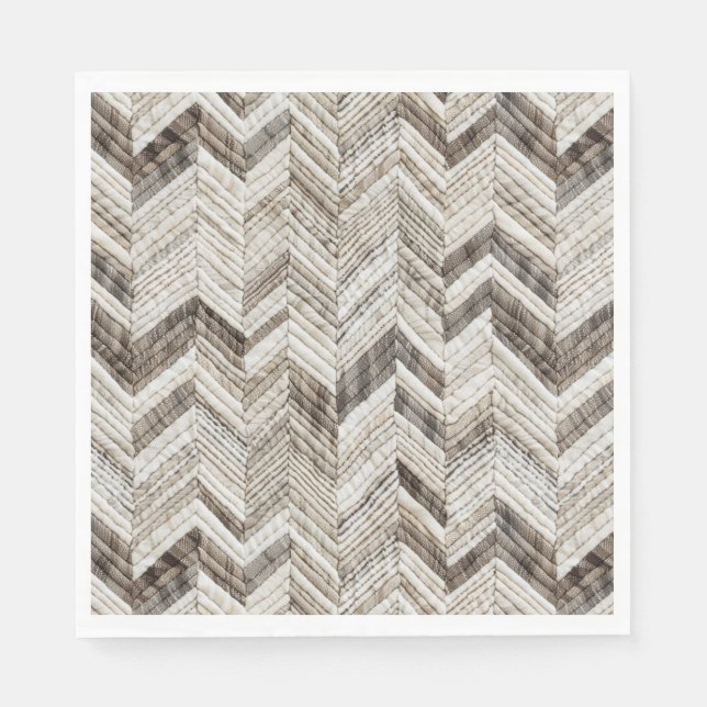 Cozy cream brown chevron pattern, napkins (Front)
