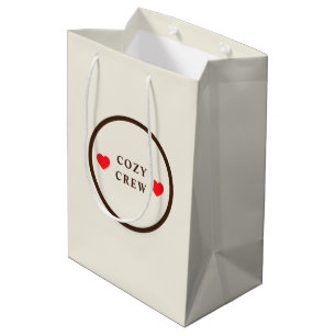 Cozy Crew Two Hearts Minimalist Custom Medium Gift Bag