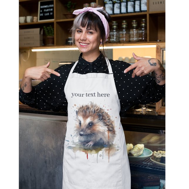 Cozy Critter: Hedgehog in Watercolor, custom Apron (Creator Uploaded)