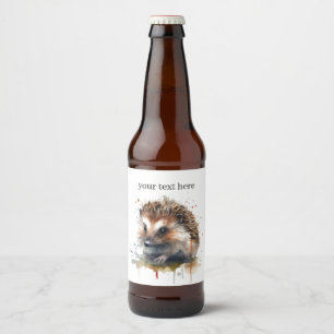 Cozy Critter: Hedgehog in Watercolor, custom Beer Bottle Label
