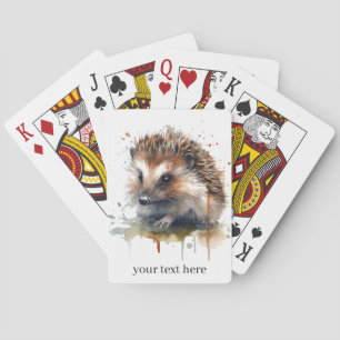 Cozy Critter: Hedgehog in Watercolor, custom Poker Cards