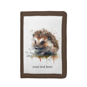 Cozy Critter: Hedgehog in Watercolor, custom Tri-fold Wallet