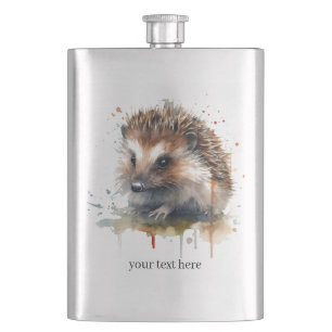 Cozy Critter: Hedgehog in Watercolor Flask