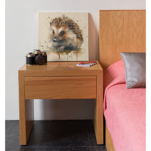 Cozy Critter: Hedgehog in Watercolor Wood Wall Art