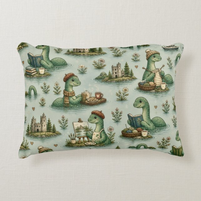 Cozy Cryptids Nessie Loch Ness Monster hobbies  Accent Pillow (Front)