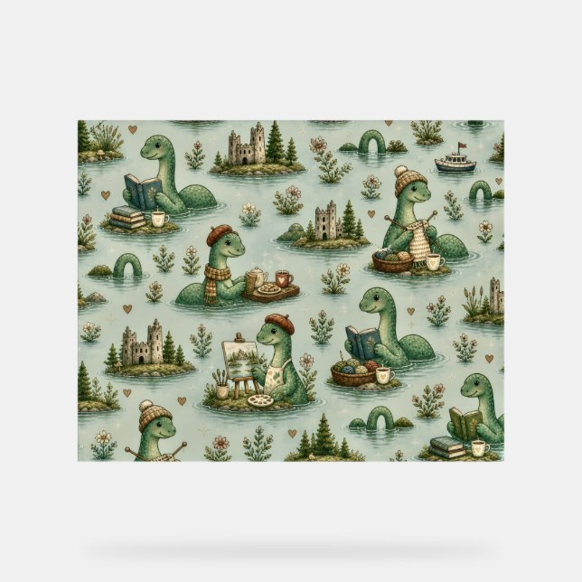Cozy Cryptids Nessie Loch Ness Monster hobbies  Acrylic Sign (Front)