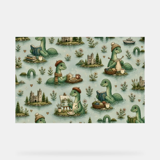Cozy Cryptids Nessie Loch Ness Monster hobbies  Acrylic Sign (Front)