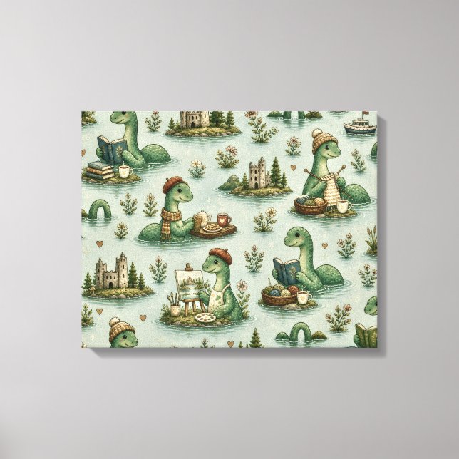 Cozy Cryptids Nessie Loch Ness Monster hobbies  Canvas Print (Front)