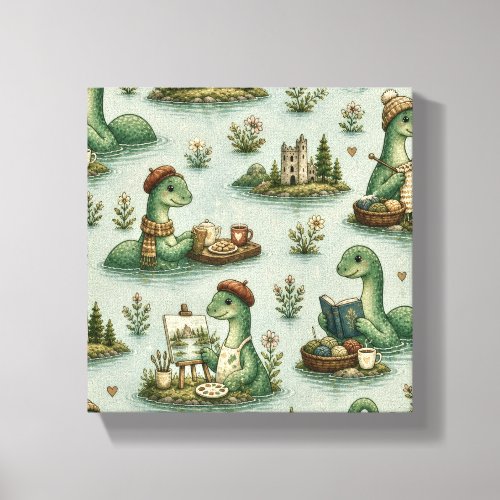 Cozy Cryptids Nessie Loch Ness Monster hobbies  Canvas Print