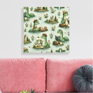 Cozy Cryptids Nessie Loch Ness Monster hobbies Canvas Print