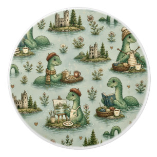 Cozy Cryptids Nessie Loch Ness Monster hobbies  Ceramic Knob