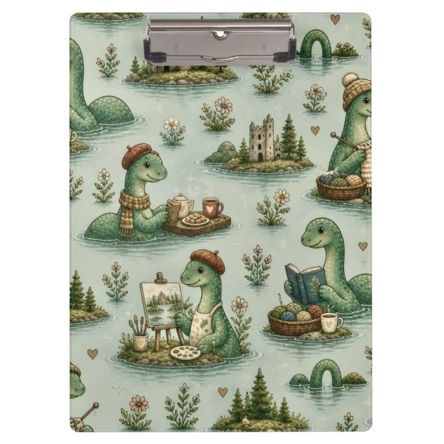 Cozy Cryptids Nessie Loch Ness Monster hobbies  Clipboard (Front)